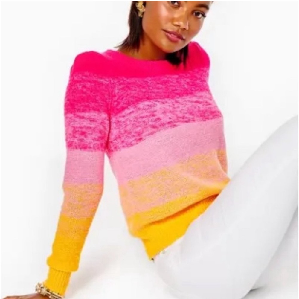 NWT Lilly Pulitzer Olinia Marled Ombré Sweater Pink Grenadine sz M